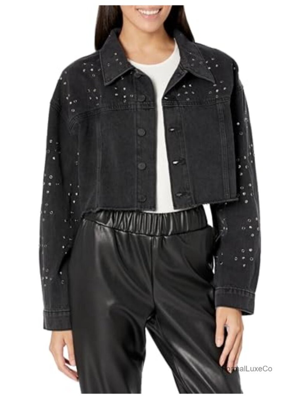 Cropped Jacket Long Sleeve Point Collar Fall Regular Fit